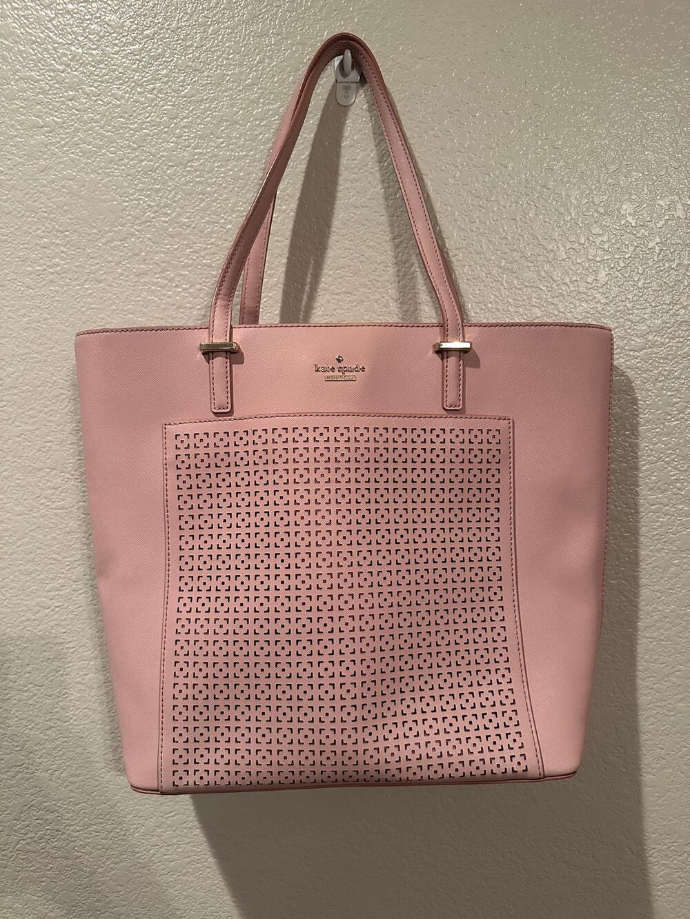 Kate Spade Cedar Street Perforated Tayler Tote Pink Bonnet Handbag Bag